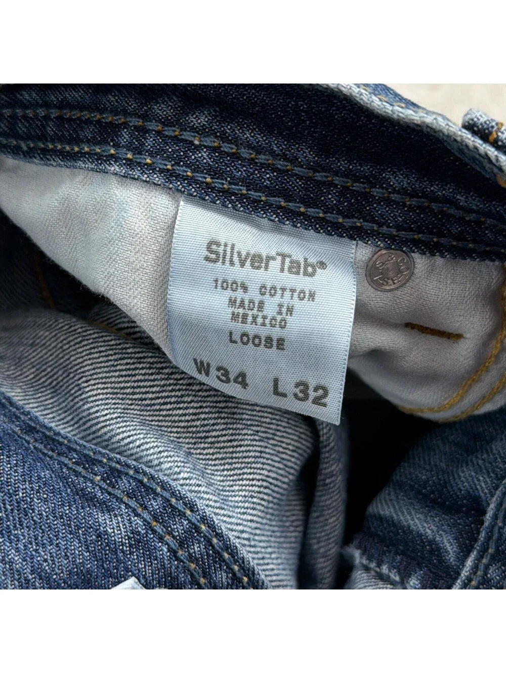 Levis SilverTab Loose Jeans Mens 34x32 Y2K Baggy Skate Denim 100% Cotton Rare